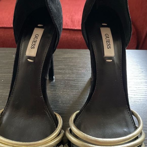 Guess Black and Gold ankle strap heels. - Picture 6 of 8